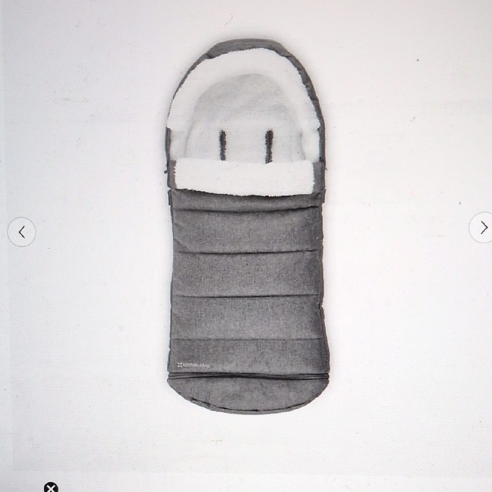 Gray Quilted Baby Footmuff with White Sherpa Lining